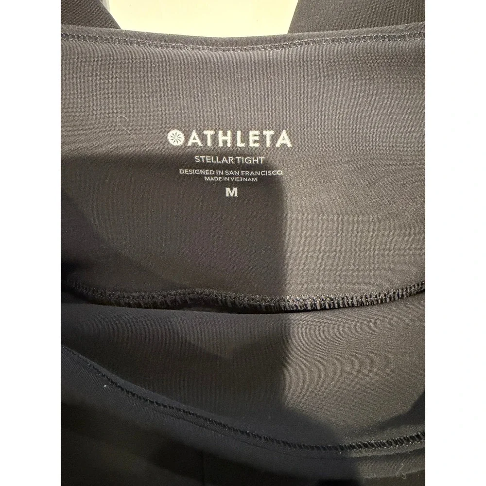 Athleta Stellar Tight Black Zip Pocket Workout Leggings‎ Women's Size M
